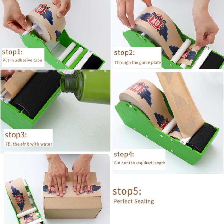 Water Activated Tape Dispenser Wet/Cut Kraft Gummed Tape Dispenser for Shipping