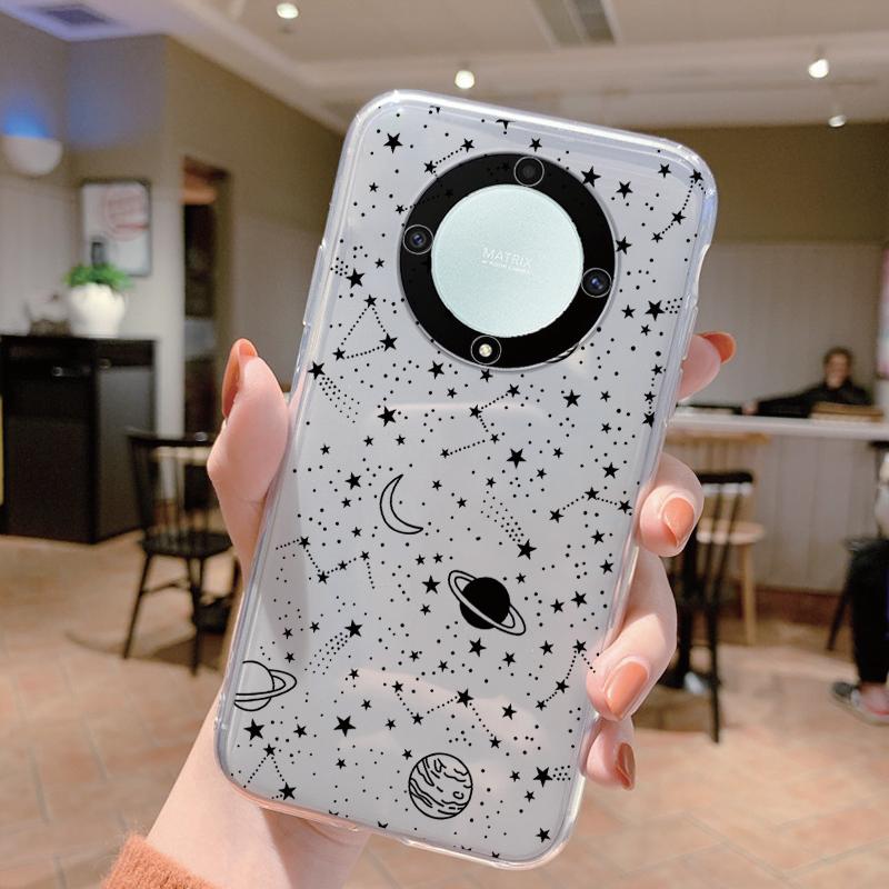 Clear Case For Honor Magic 5 Lite X9a Shockproof Cover Cartoon Cute Cat Soft Silicone Fundas For Honor X9c X9b Women Clear Bags