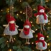 Plush Christmas Snowman Pendant Reindeer with Bells Xmas Tree Pendants Santa Claus Christmas Doll Ornaments New Year Decor
