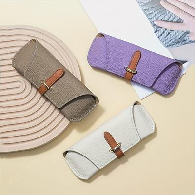 PU Leather Eyeglasses Case, Portable Thickened Leather Glasses Pouch, Anti-Pressure Lens Holder for Various Eyewear, Fashion Accessory for Women