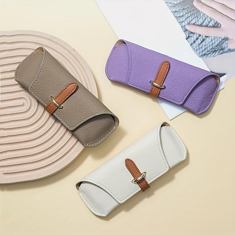 PU Leather Eyeglasses Case, Portable Thickened Leather Glasses Pouch, Anti-Pressure Lens Holder for Various Eyewear, Fashion Accessory for Women
