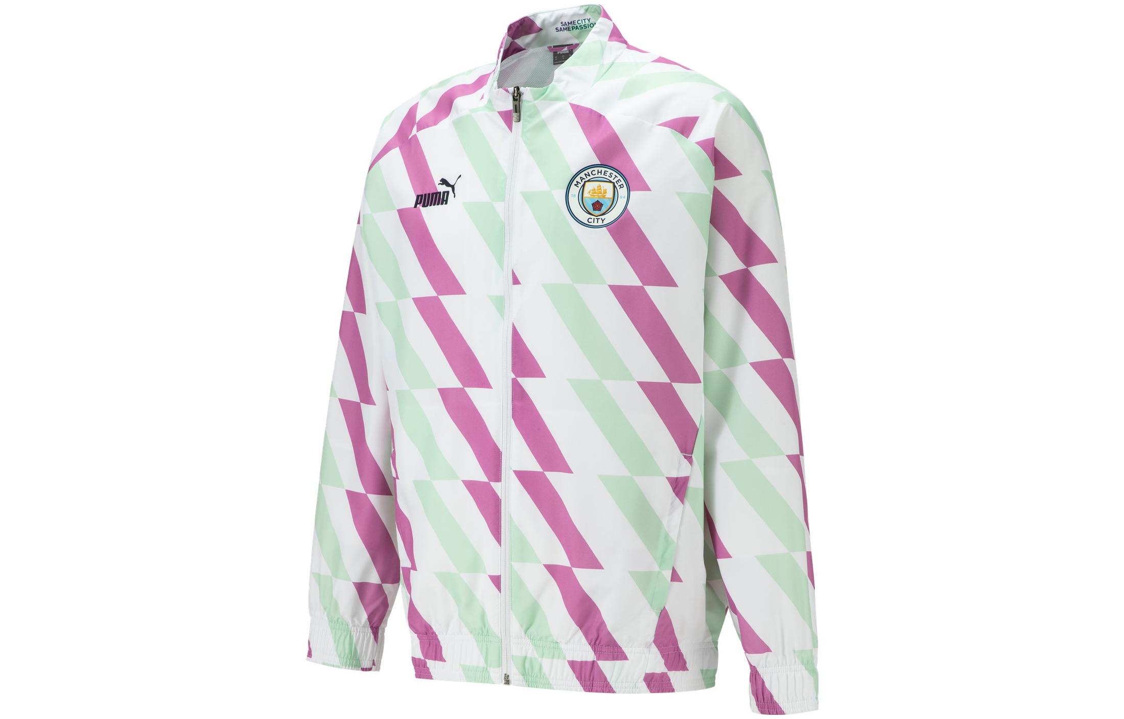 PUMA Manchester City Jackets Men s White Verdant Green Fuchsia Crew Neck Moderate Other 76950021 L