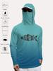 Men'S Outdoor Long Sleeve Hoodie with Mask Breathable Quick-Drying Stretchy Fishing Shirt Forest Fish Print Top