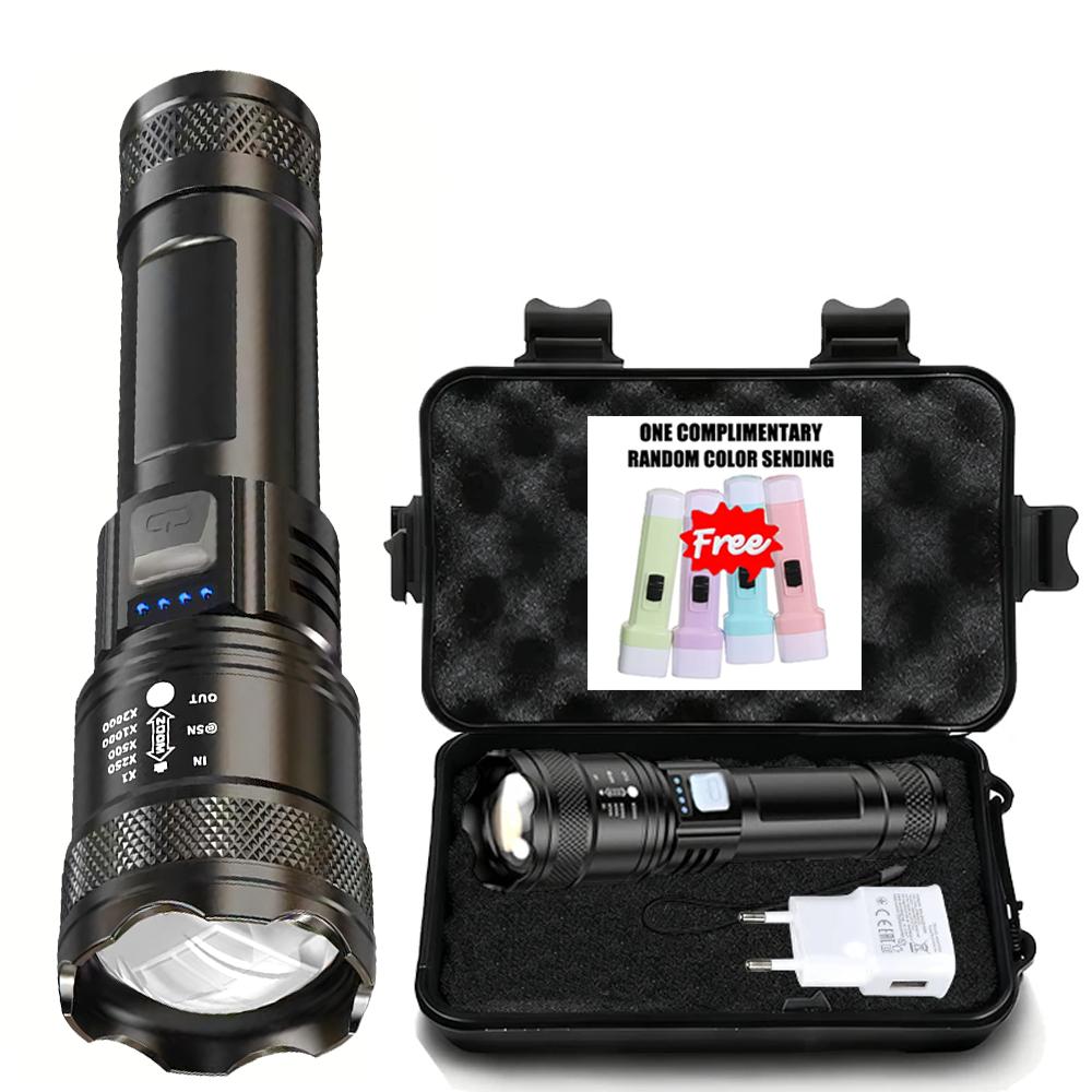 Super Bright LED Flashlight USB Rechargeable Torch Telescopic Zoom Light Outdoor Emergency Camping Fishing Waterproof Lantern