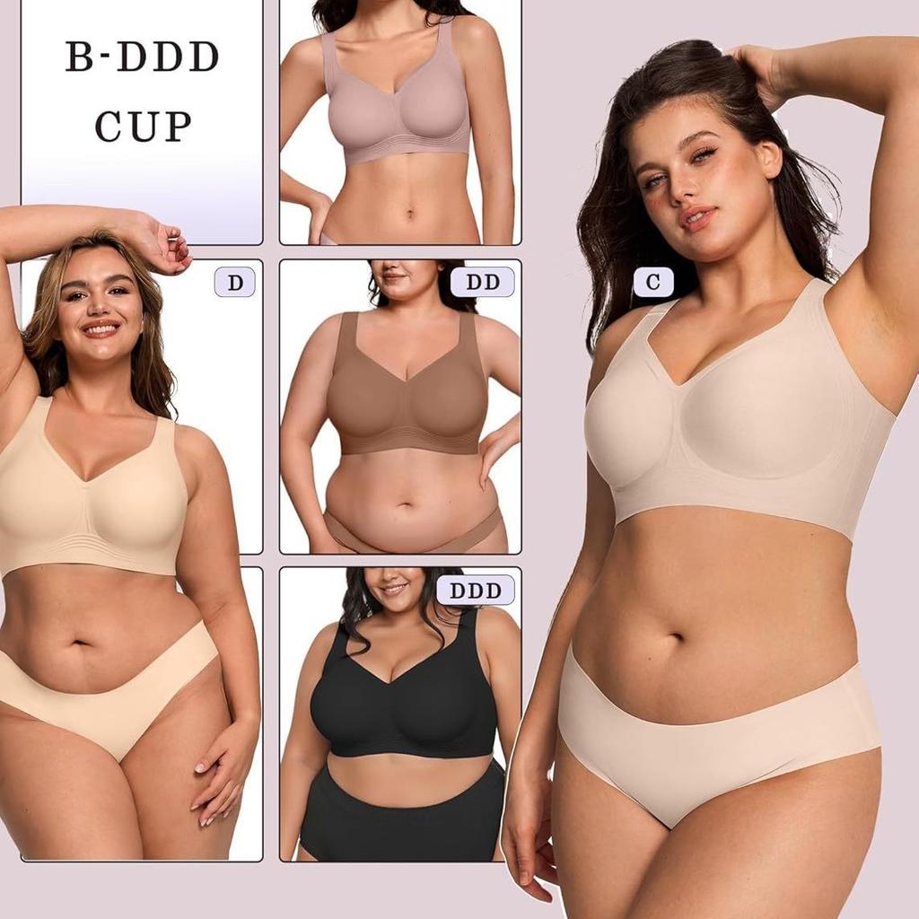 OEAK Reggiseno in Gel Wireless da Donna Taglie Forti Supporto Senza Cuciture Copertura Completa Push-Up Comodo Senza Ferretto