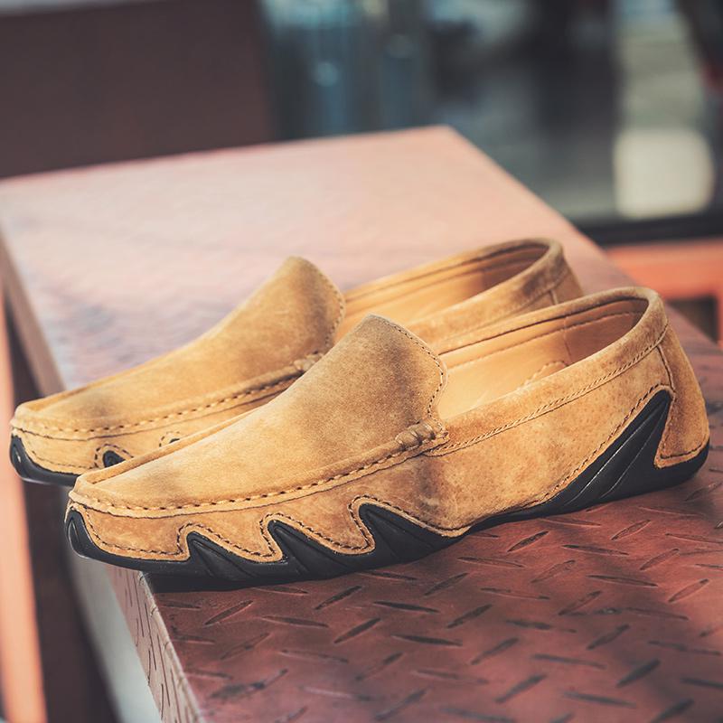 

2025 Large Size 38-46 Men Loafers Shoes Suede Leather Man Moccasins Slip On Flats Octopus Sole Driving Shoes Casual Sneakers 38 коричневый