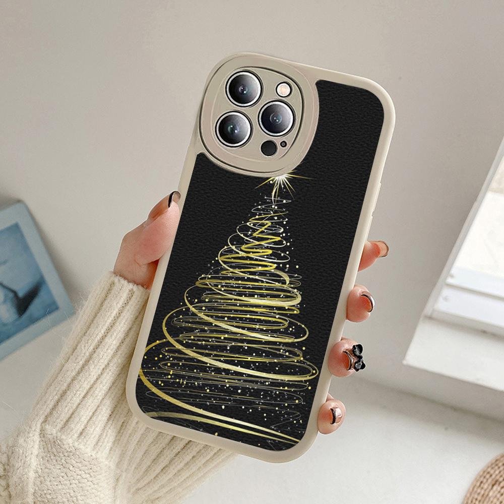 Fröhlicher Weihnachtsbaum Hirsch Handyhülle für Iphone 14 13 11 12 Pro MAX 13 12 MiNi 7 8plus 14 13 11PRO X XS 12 11 XR Lammfellhüllen