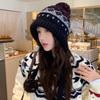 Elastic Thermally Fleece Hat Nordic Pattern Lightweight Cold Weather Headwear Elastic Winter Beanies For Travel