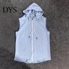 Bequemes Herren Freizeit T-Shirt Mit Kapuze Reißverschluss Jacquard Ärmelloser Hoodie Stylisches Hemd mit Reißverschluss Vorne Texturiertes Sommer Tanktop für Fitnessstudio Straße