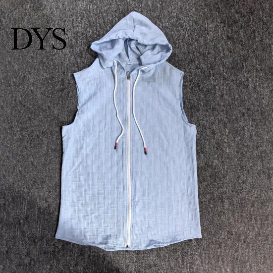 Bequemes Herren Freizeit T-Shirt Mit Kapuze Reißverschluss Jacquard Ärmelloser Hoodie Stylisches Hemd mit Reißverschluss Vorne Texturiertes Sommer Tanktop für Fitnessstudio Straße