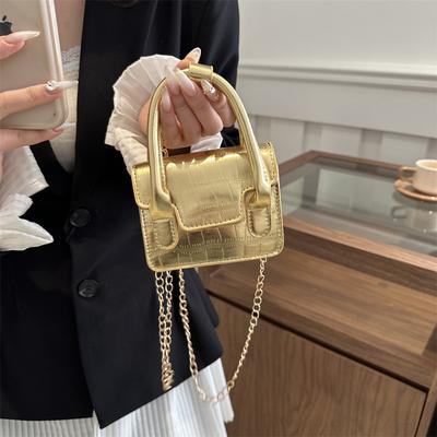Fashionable Simple Small Square Bag 2025 Summer New Fashion Trend Single Shoulder Stone Pattern Shiny Crossbody Bag Is Popular This Year