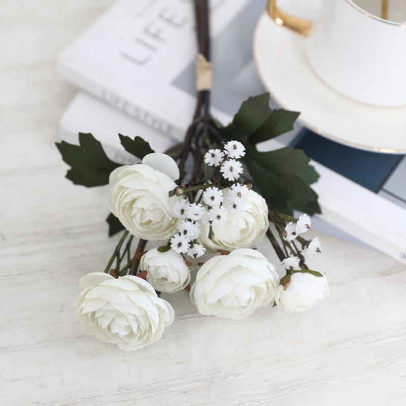 

3 пучка маленьких цветов камелии Свадебная сцена Украшение гостиной Цветочные орнаменты Реквизит Аксессуары Искусственные цветы