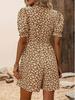 Temu Women's Daisy Print Puff Sleeve Jumpsuit - Fashionable Holiday Wear
