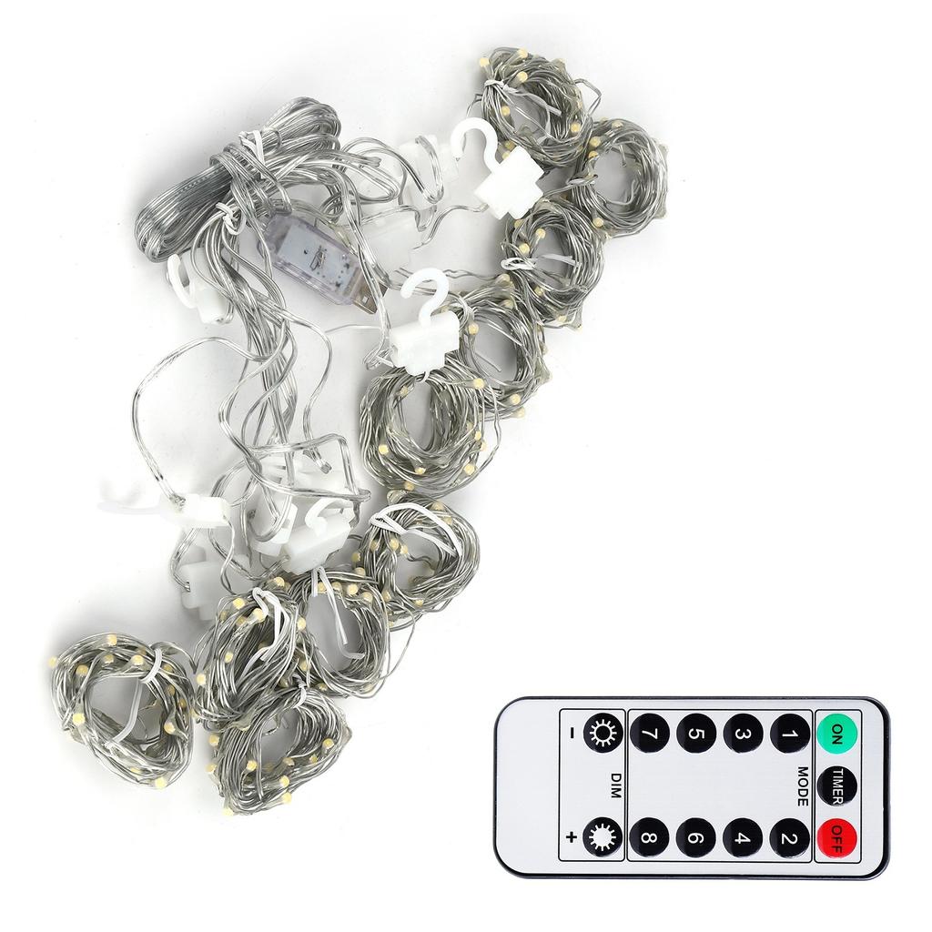 3x3 m 300LED Curtain String Light USB Remote Control Lamp Christmas Wedding Party Decoration