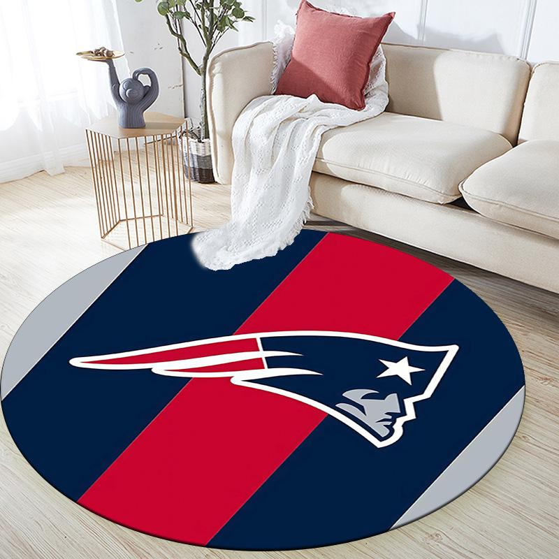 New England Patriots2 Round Area Rug,Carpet Rug for Living Room Bedroom Sofa Playroom Decor,Non-slip Floor Mat