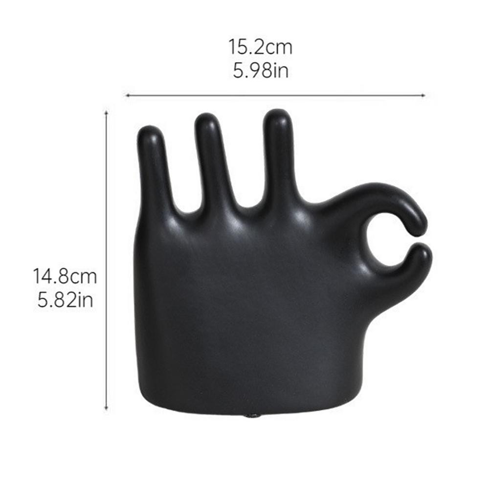 Ok Finger Statue Cute Cartoon Hand Gesture Statue Ring Stand 15cm/5.8inch Hand Gesture Sculpture Ring Holder Cartoon Cute