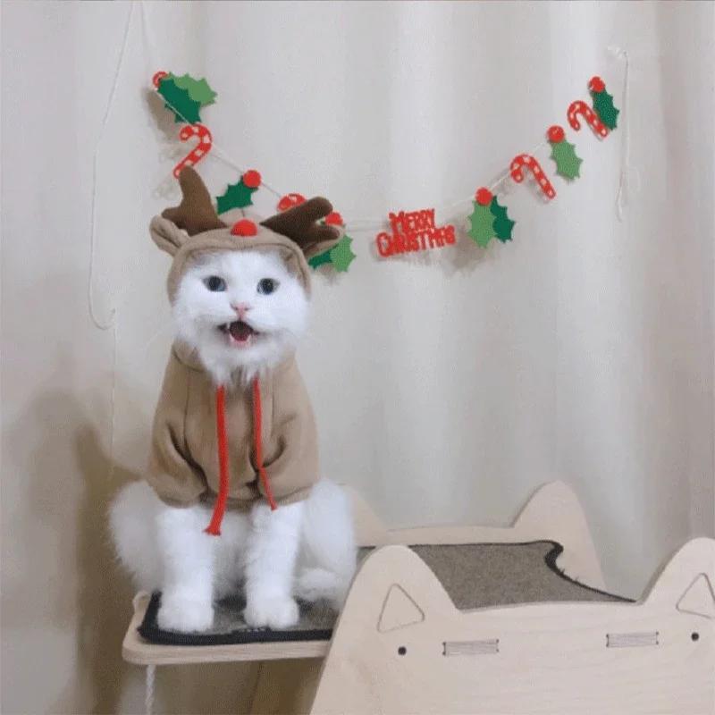 Warm Cute Elk Reindeer Dog Hoodie S/M/L Pet Clothing Puppy Cat Costume Chihuahua Mouse Cheese Jacket Suit - Cozy Dog Clothes
