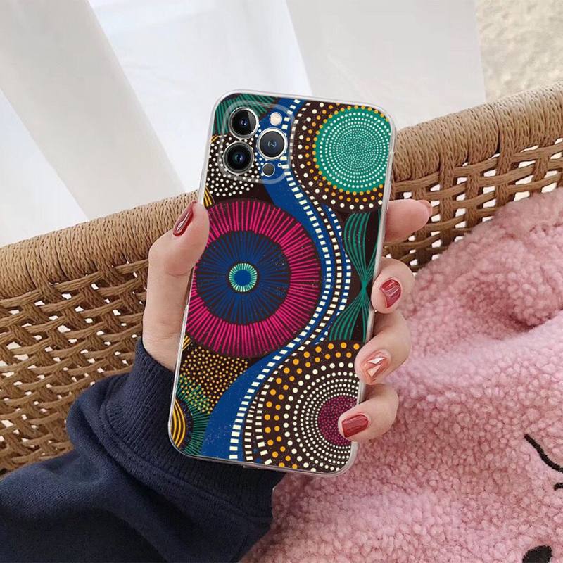 African Wax Fabric Phone Case For iPhone 14 13 12 Mini 11 Pro XS Max X XR SE 6 7 8 Plus Soft Silicone Cover