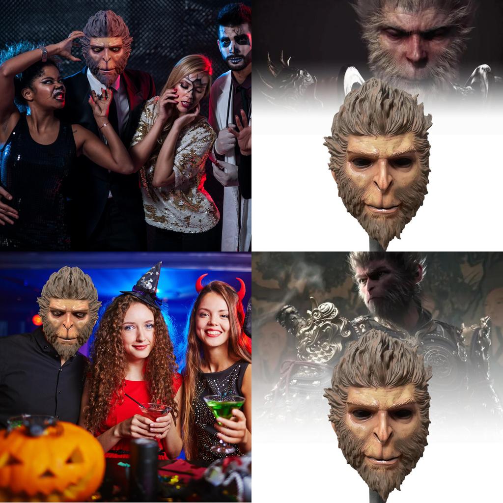 Schwarze Wukong Mythische Affenmaske für Halloween-Kostümparty und Cosplay-Requisiten
