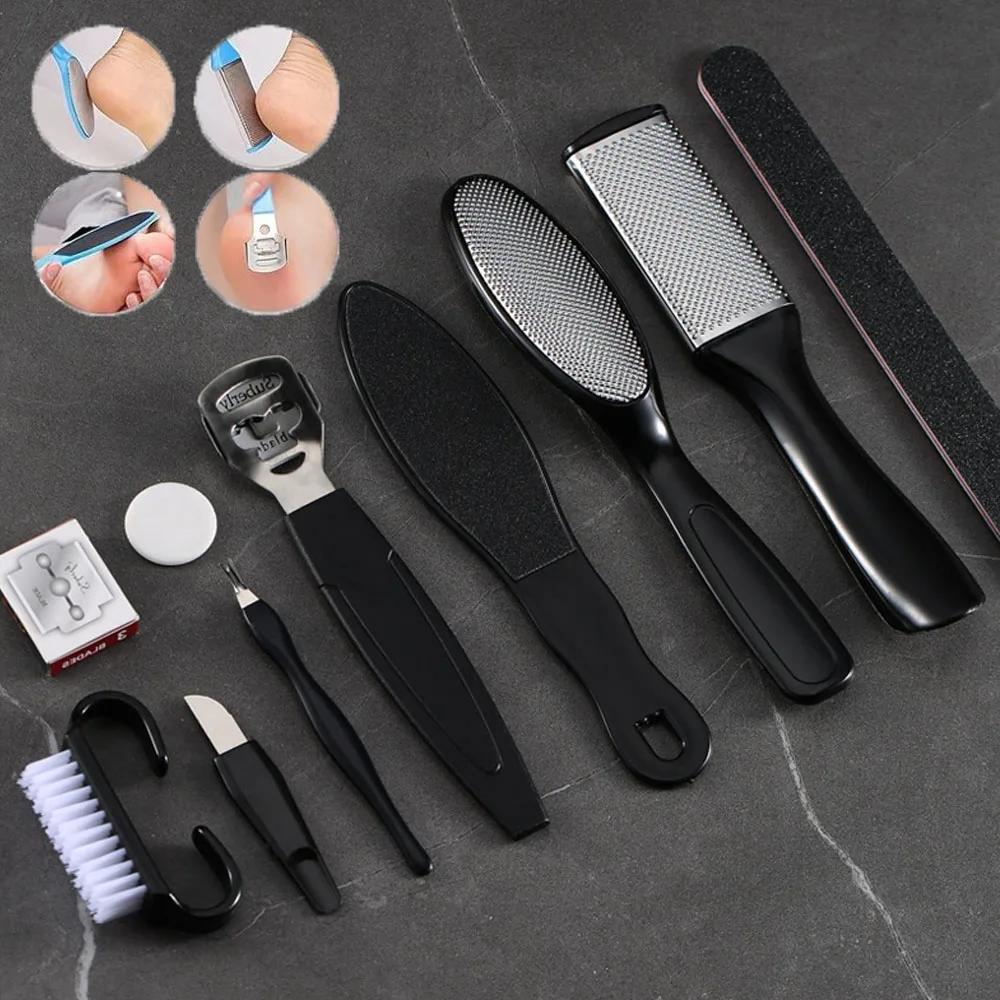 Set Pedicure Esfoliante e Scrub per Calli Spazzola Scrub Piedi Acciaio Inossidabile Lato Doppio Pedale Pietra per Cura del Piede