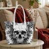Gothic Skull Printed Tote Bag Casual Daily Shoulder Bag for Shopping Outings