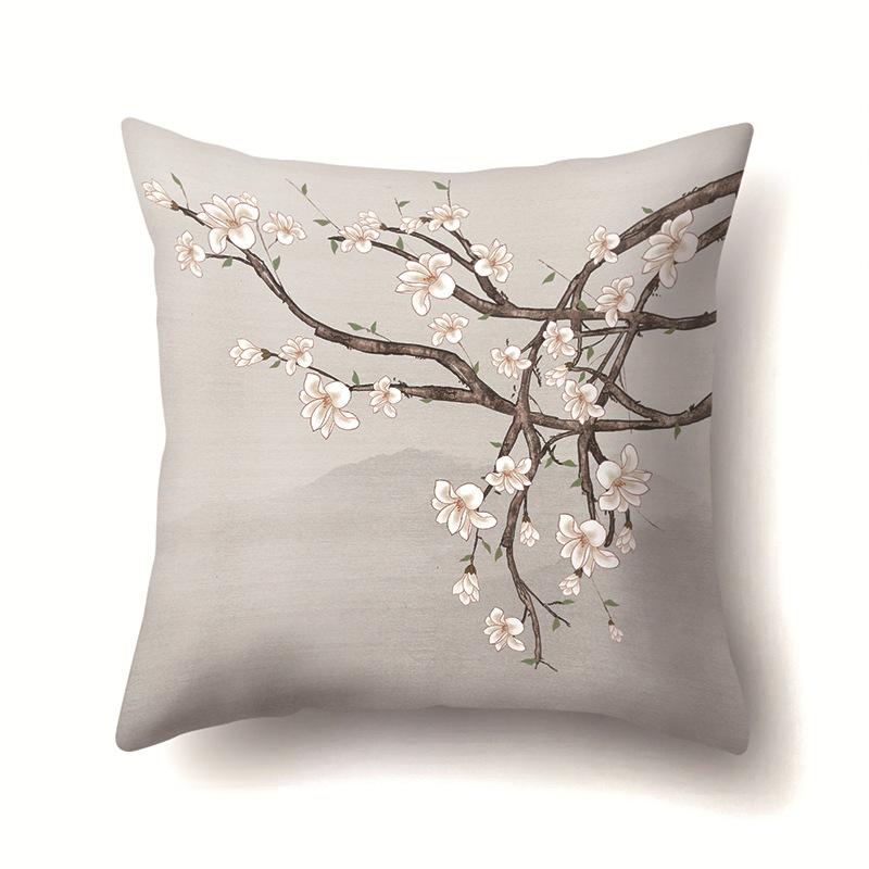 Leaves, Geometric Branches, Sofa Pillowcase, Single-sided Office Cushion Cover, Living Room Pillowcase, Biker Waist Pillowcase