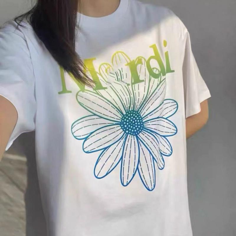 

Korean Style Trendy Brand Daisy Print Unisex Casual Short-Sleeve T-Shirt S