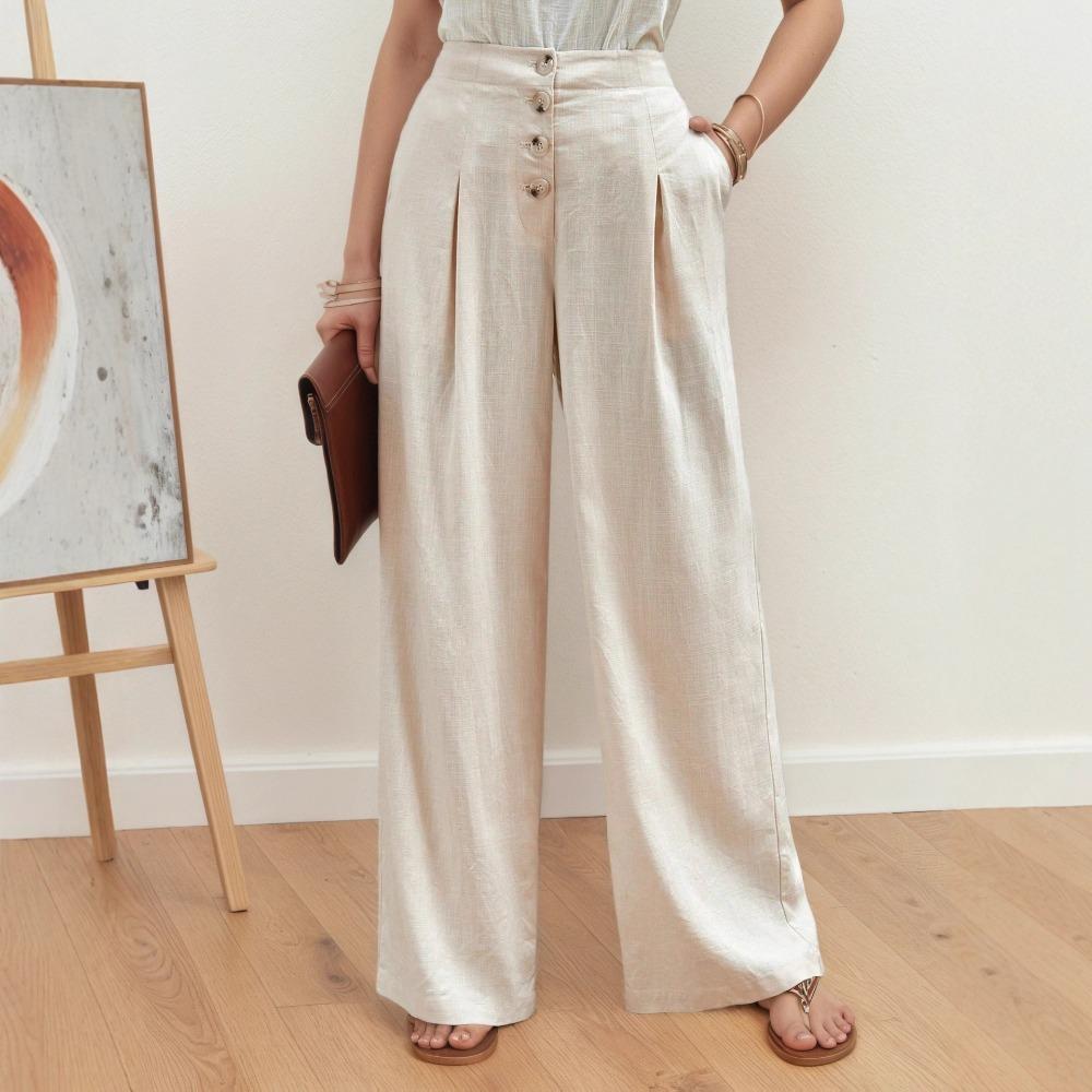 European and American summer cotton pants casual wide-leg pants high waist narrow version mopping pants women european and american code s абрикосовый