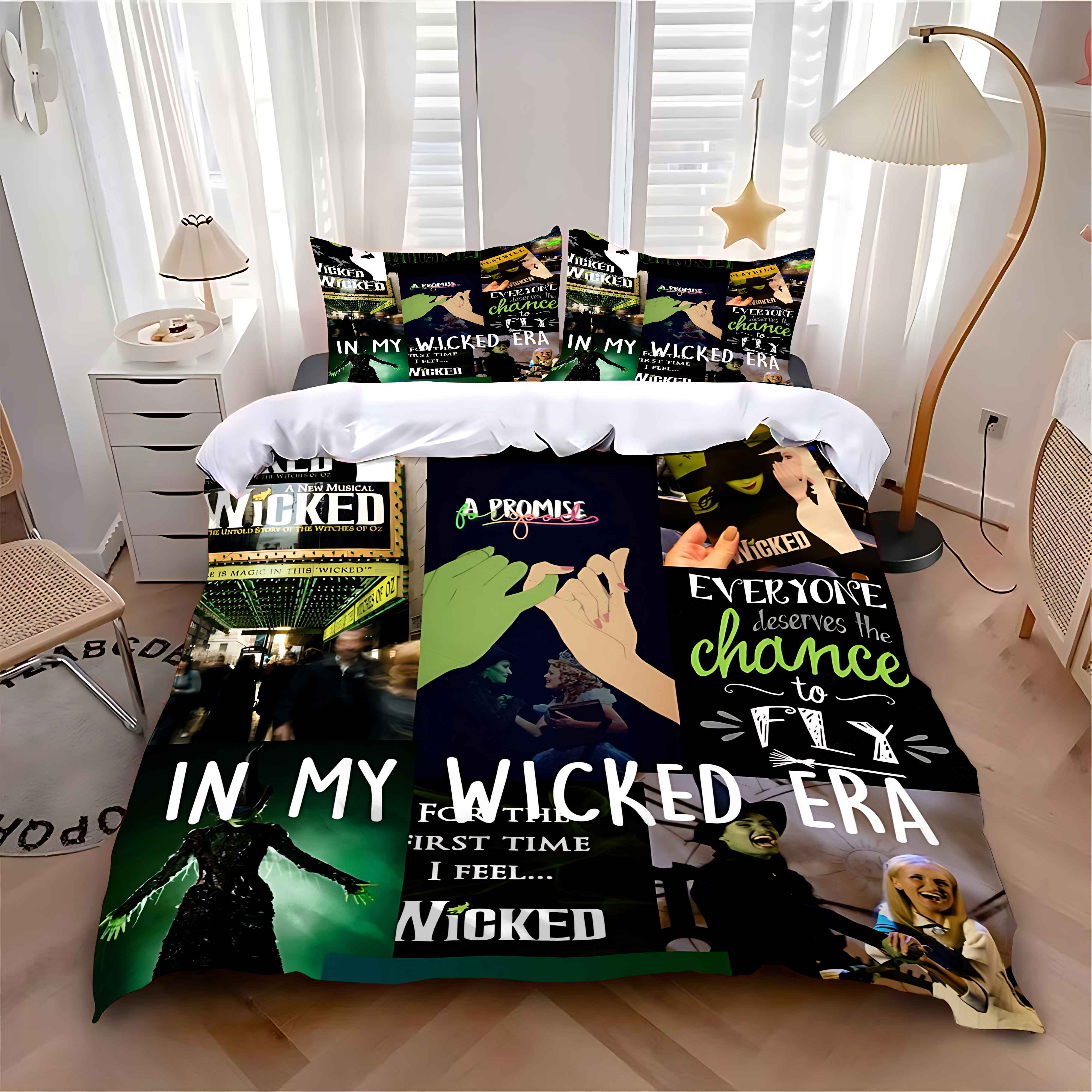 

Wicked Witch Bedding Sets 3D Printed Duvet Cover Set No Filler Skin Friendly Movie Princess Witch Birthday Gift Bedroom Decor EU Single(135*200cm)3pcs