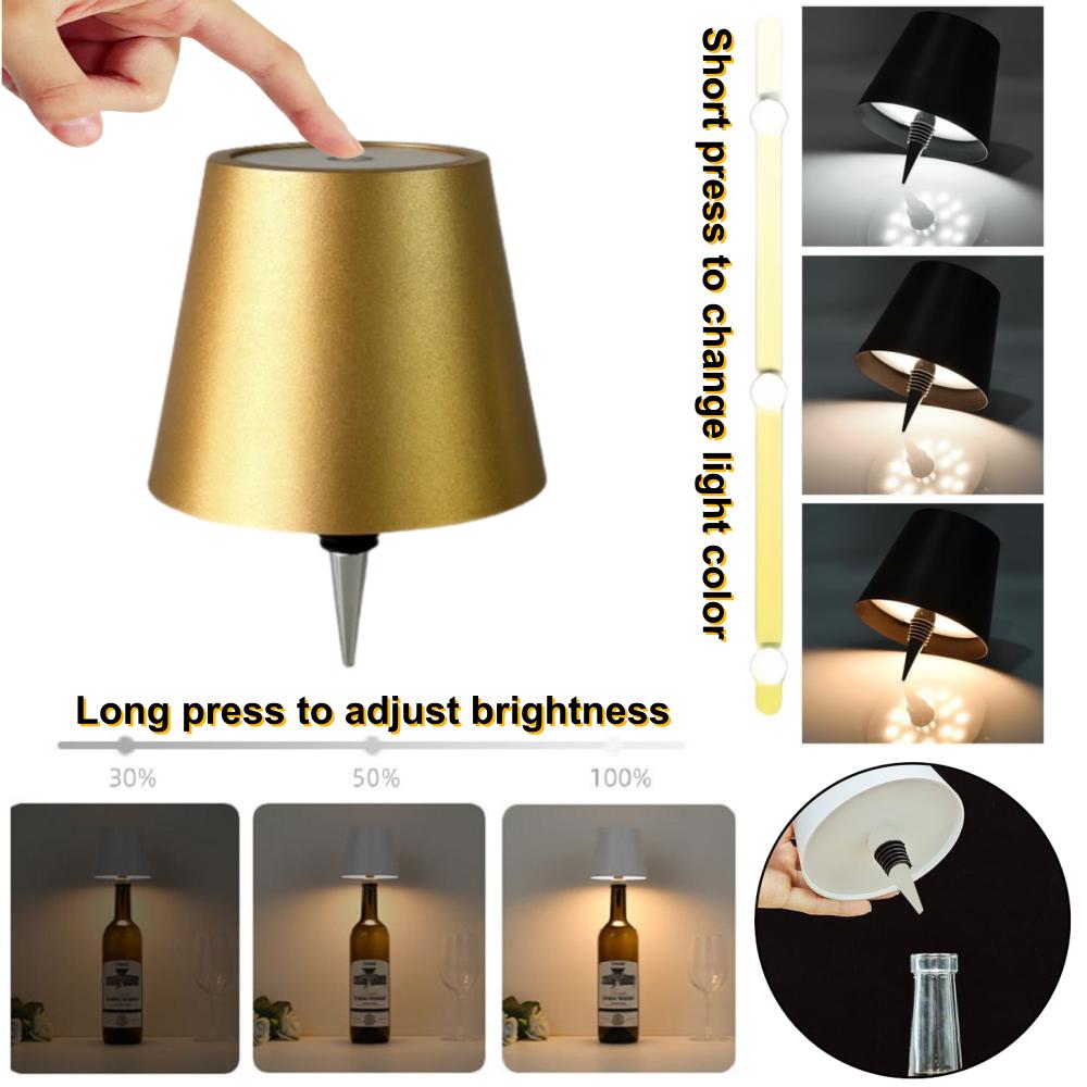 Wireless LED Wine Bottle Light Rechargeable Vases Table Lamp Touch Switch Night Light for Cafe Bar Club el Restaurant Decor