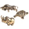 Brass Three Feet Golden Bull/Toad Figurine Antique Bronze Desktop Ornaments Collection Solid Mini Toad Statue Desk Decoration