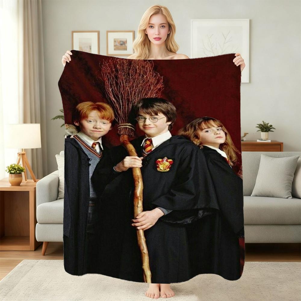 Gryffindor House Flannel Printed Blanket Comfortable Skinfriendly Throw Blanket For Bedroom Sofa Nap Home Decor Great Holiday Gift