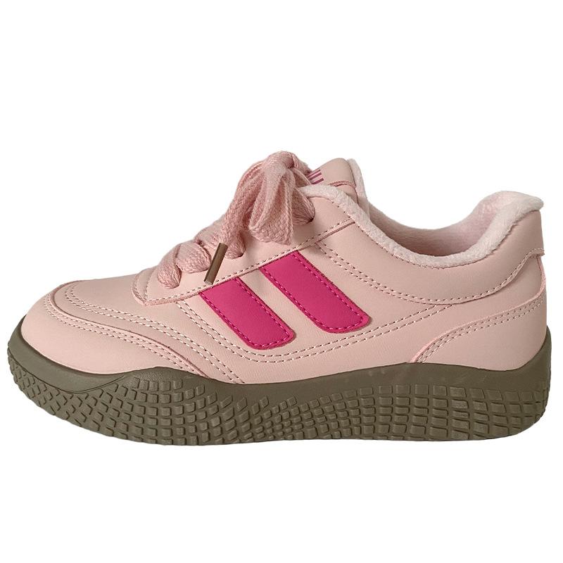 

H1386 velvet thick-soled retro board shoes women s little white shoes 2024 new winter warm two cotton versatile buy those 35 розовый