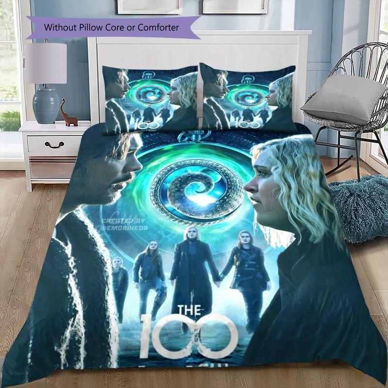 The 100 TV Show Bedding Set, Final Season Poster Duvet Cover Set, 3Pcs Bed Set with 2 Pillowcases for Fan Bedroom Decor, No Comforter