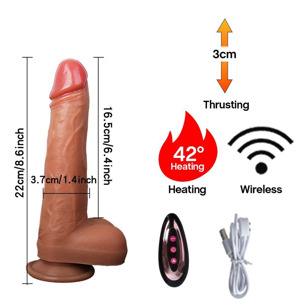 Realistické Dildo Vibrátor pro ženy Dildo Sex Toys Topení Dick Dálkové ovládání Teleskopické rotační penisové vibrátory Sex Machine