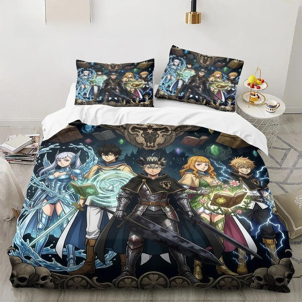 3D Printed Anime Black Clover Bedding Set for Children's Boy Girl , Duvet Cover Pillowcase (2/3piece Set), Children's Gift