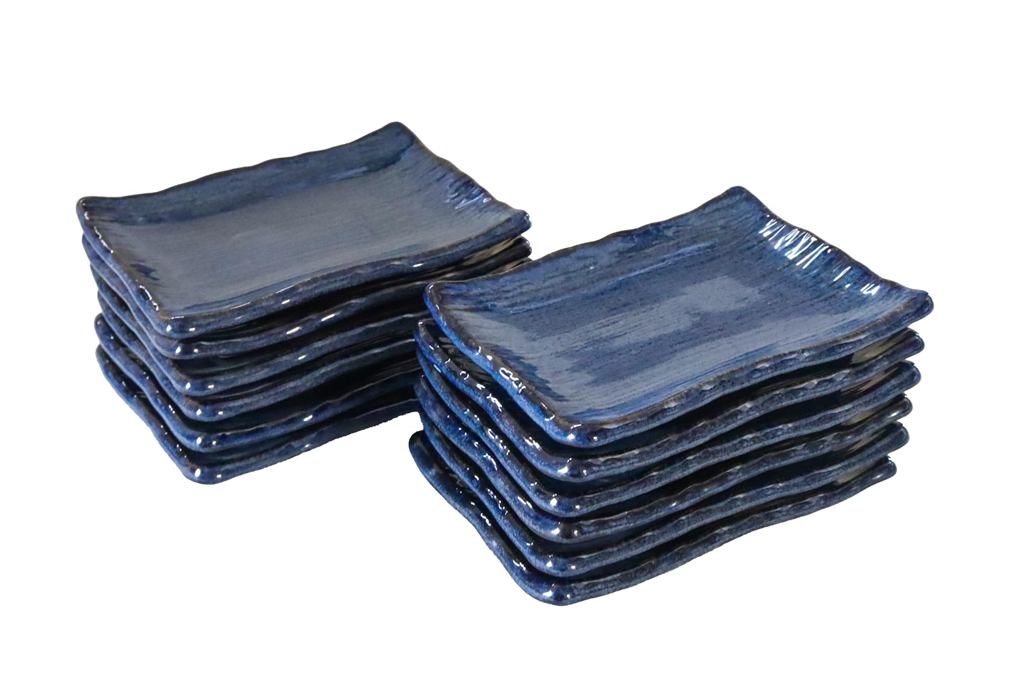 

[Amazon.co.jp Exclusive] [Commercial Set] 12-Piece Denim Rectangular Plates, Convenient for Baking and Side Dishes