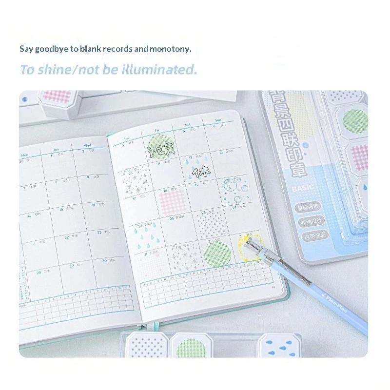 4 In 1 Pattern Background Stamps Set Reusable Clear Impression for DIY Journal Scrapbooking Planner Card Decor