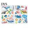 Background Stickers 1 Set Wall Sea Turtle Octopus Fish Cartoon Self-adhesive Decals Bright Color PVC Marine Life Posters Home Decor