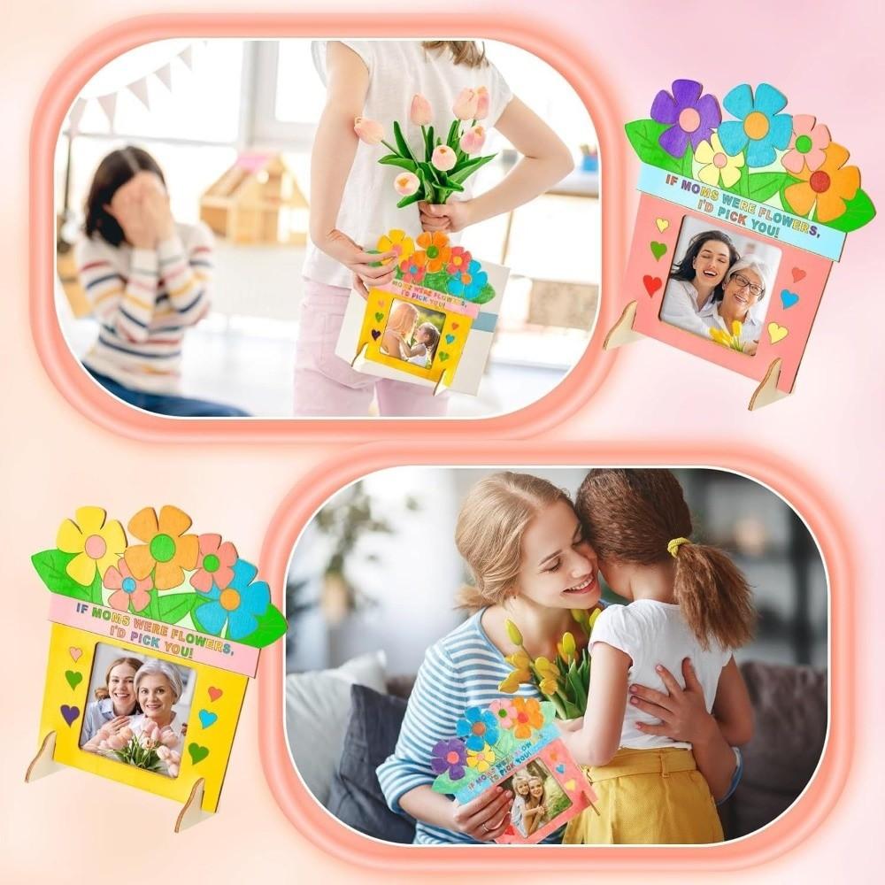 Unfinished Wooden Picture Frame Flower Mother's Day Frame Creative Craft Poster Frame  Home Decor