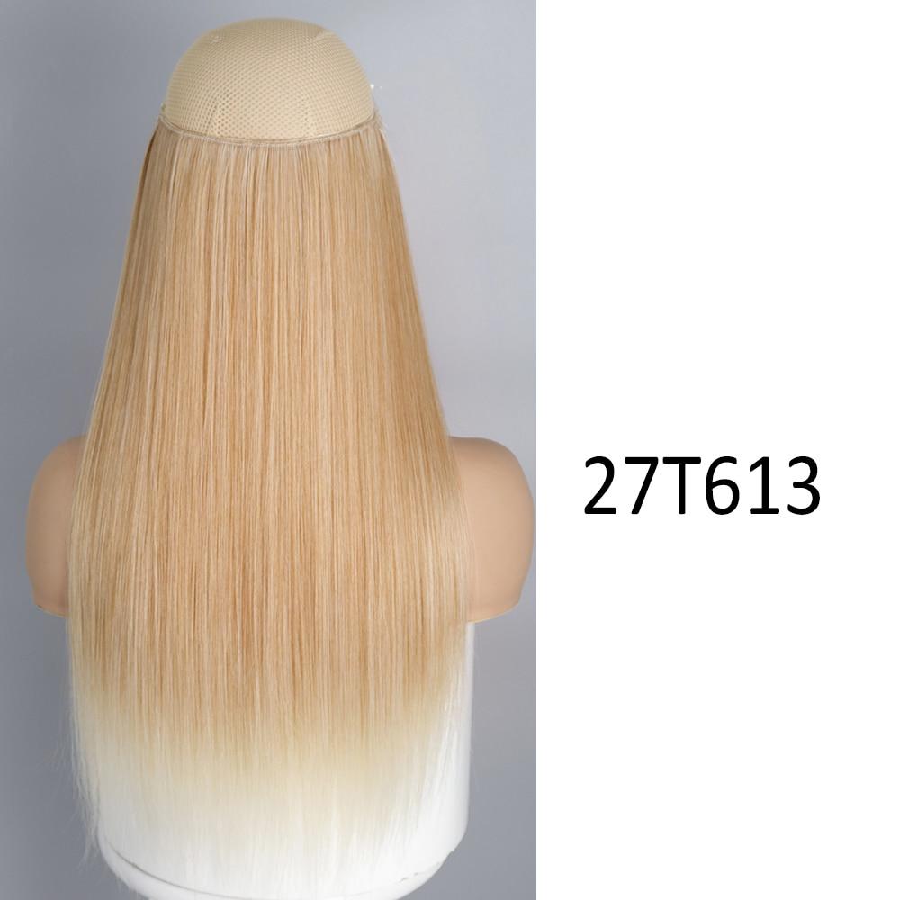 MISS WIG Extensii sintetice lungi și netede cu 5 agrafe Postiță dintr-o singură bucată de 32 inci Păr fals blond negru pentru femei
