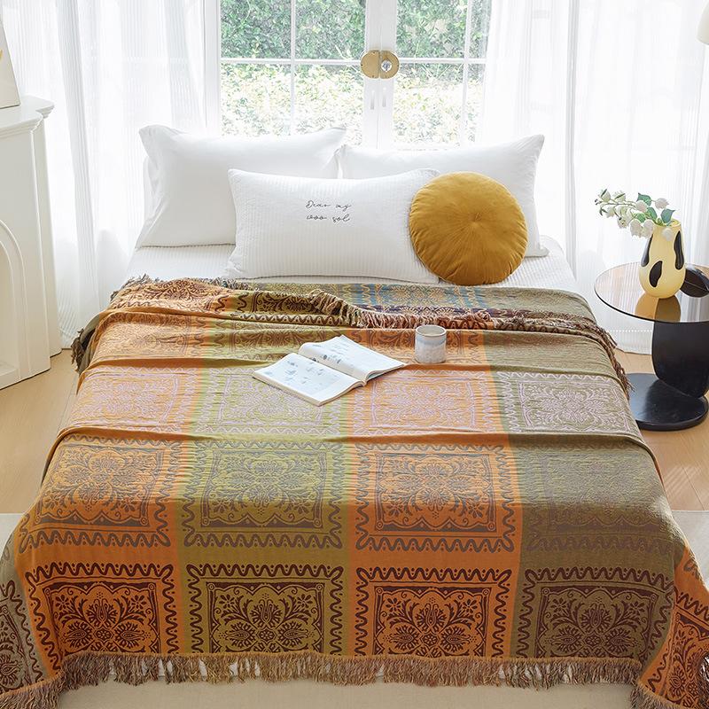 Multi-layer Cotton Gauze Throw Blanket Machine Washable Towel Quilt Summer Sofa Office Nap Air Conditioning Cover Blanket Household Sofa Towel