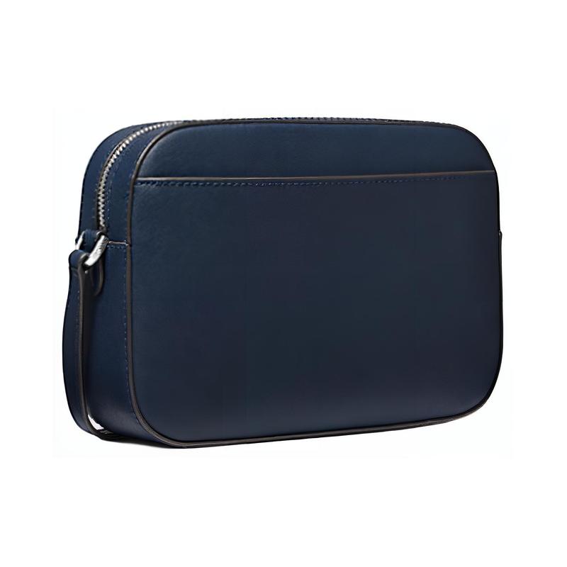Michael Kors Jet Set Metal Logo Zip Closure Saffiano Leather Shoulder Crossbody Bag Large Women's Navy