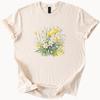 Yellow Tulip and White Wildflower Graphic T Shirt Watercolor Floral Bouquet Tee Spring Nature Botanical Art Shirt Gift for Her