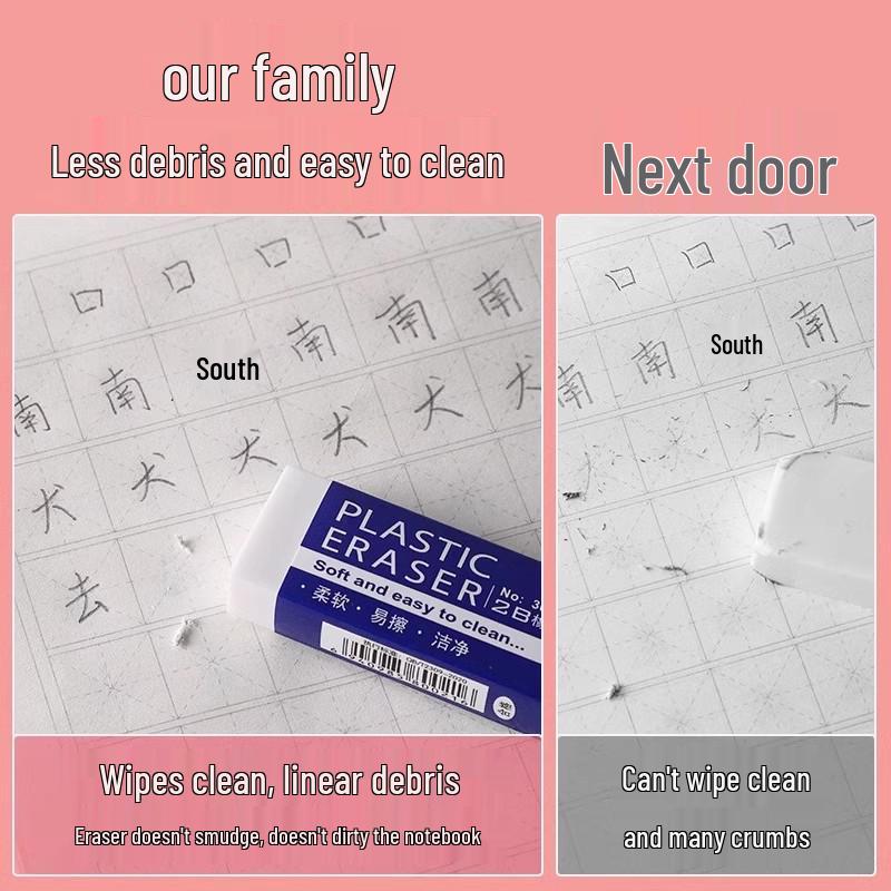 Trace-Free 2B Eraser: Professional Art & Exam Eraser for Kids, No Marks Left Behind