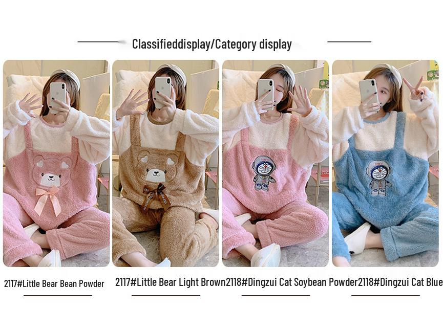 Women's Plus Size Coral Fleece Flannel Pajama Set – Cute, Loose, and Cozy