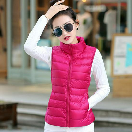 2024 Autumn Women's Lightweight Stand Collar Down Vest: Stylish Short Casual Fashion