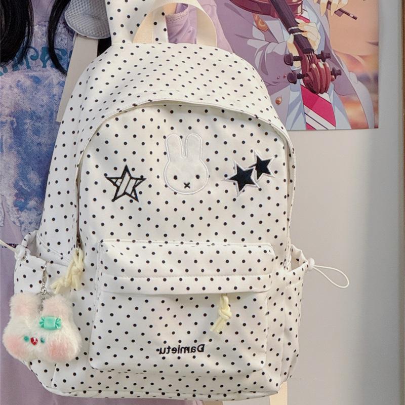 Schoolbag Korean Simple Cute Sweet Polka Dot Backpack High Value Campus Party Class Schoolbag Lightweight Backpack Tide