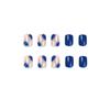 24 Pieces Wear Nail Short Blue and White Flower Nail Piece Nail Patch Nail Piece Removable Nail Nail Nail