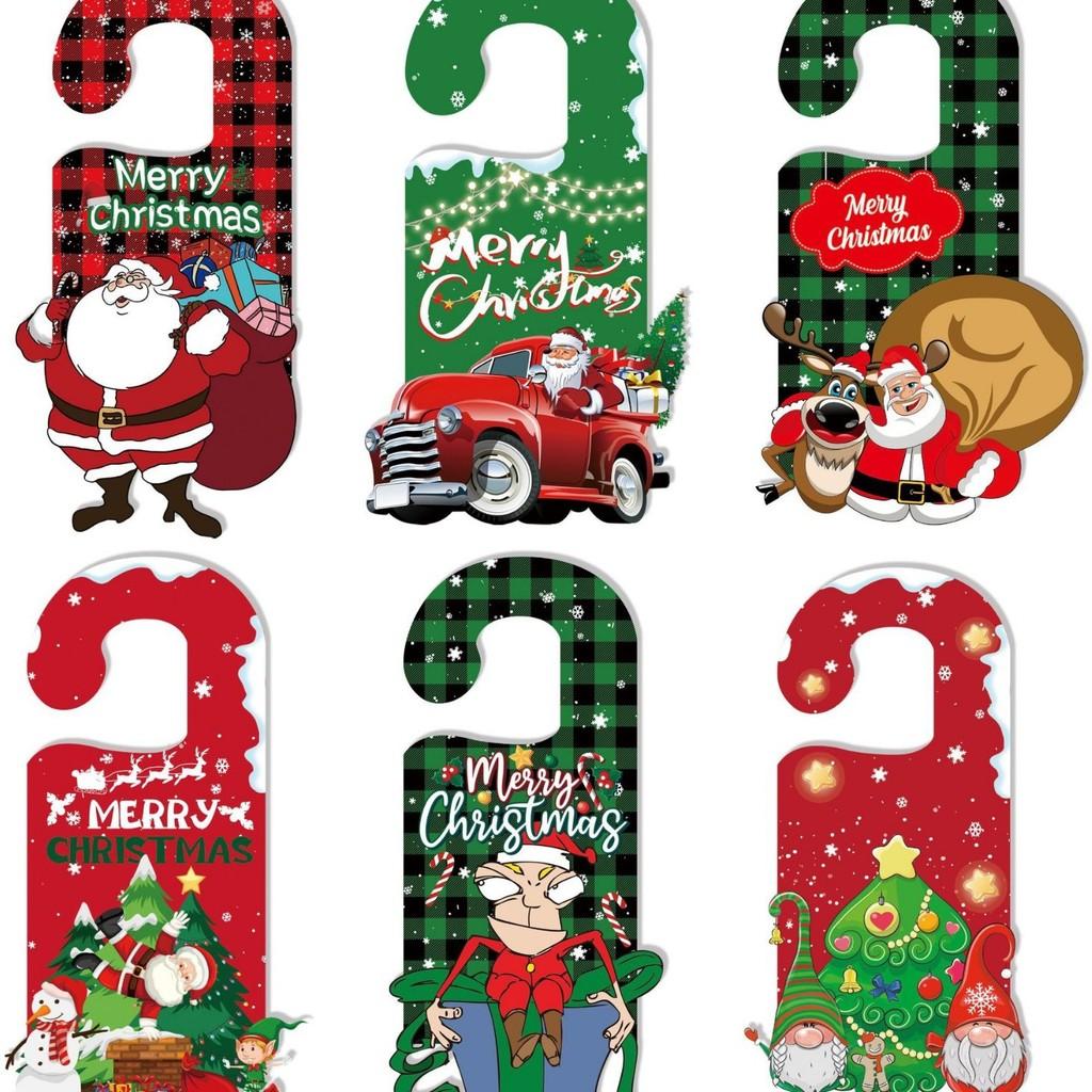 

Christmas Handle Door Hanger Decorations With Cartoon Santa Claus Design